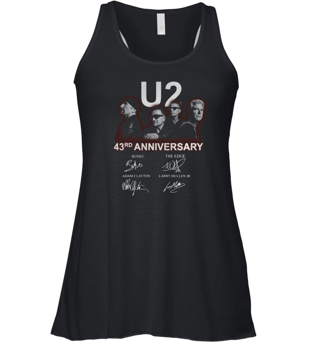 U2 43rd anniversary signatures Bono The Edge Adam Clayton shirt Women's Flowy Tank Top