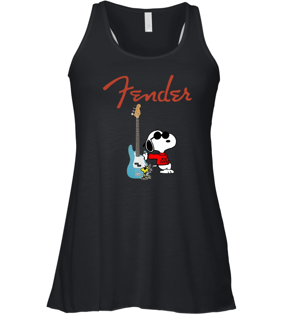 Snoopy Guitar Player Fender Women's Flowy Tank Top