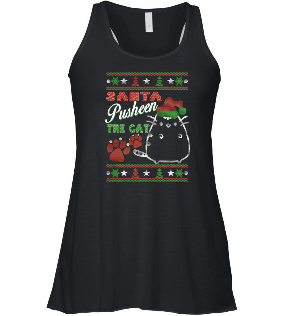 SANTA PUSHEEN THE CAT  CHRISTMAS FOR CAT LOVER SHIRT TSHIRT HOODIE Women's Flowy Tank Top