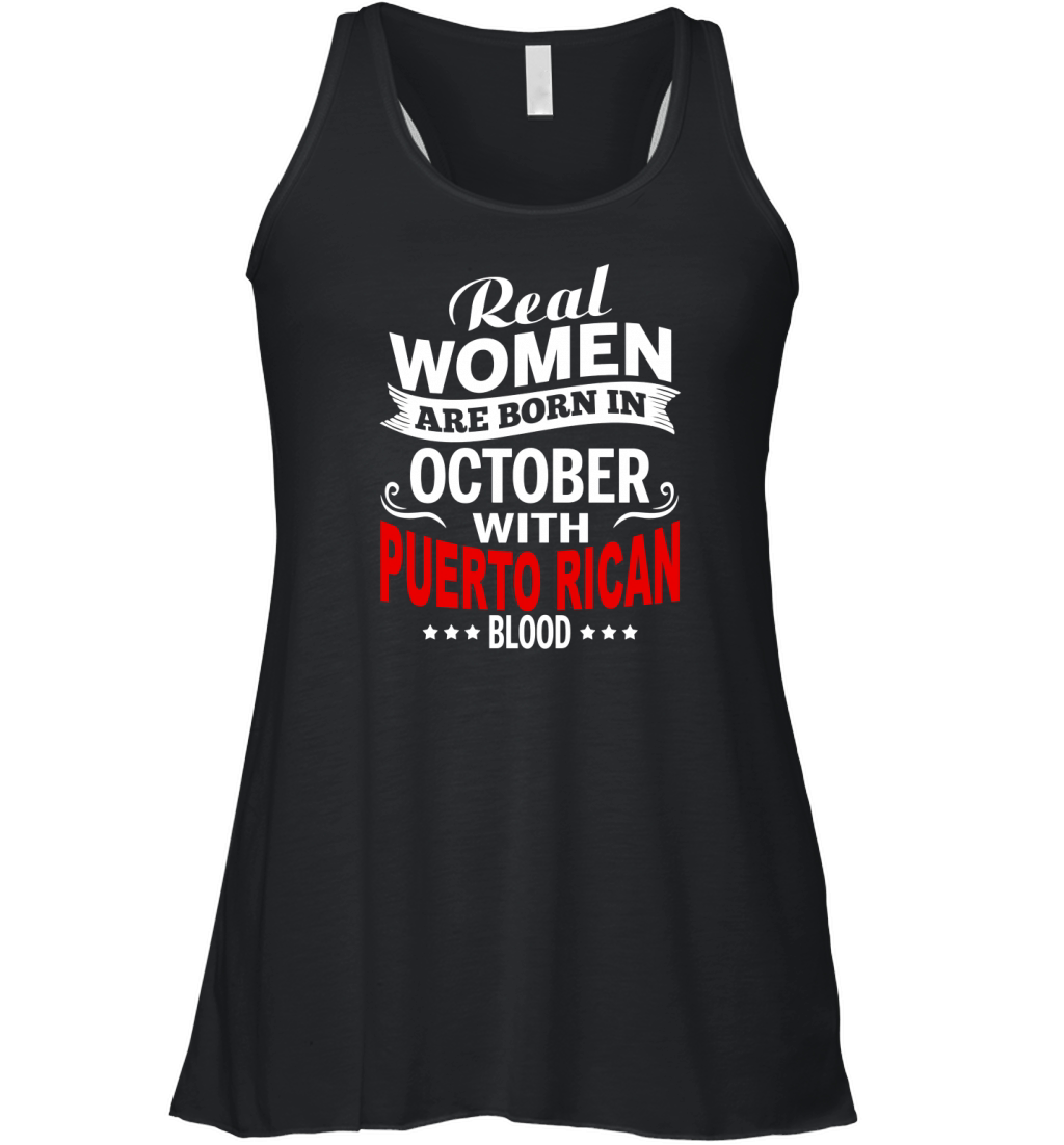 Born In October With Puerto Rican Blood Women's Flowy Tank Top