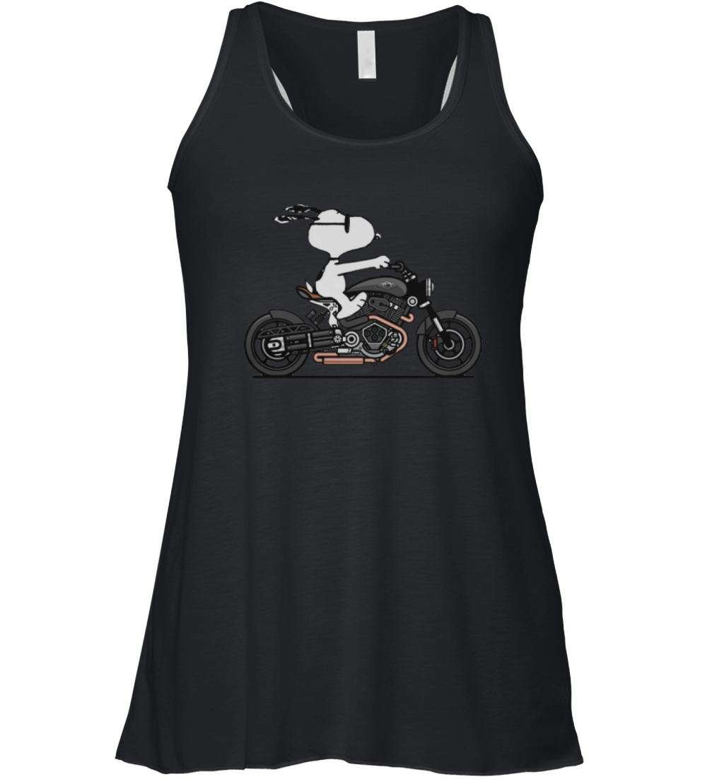 Snoopy riding motorcycle shirt Women's Flowy Tank Top