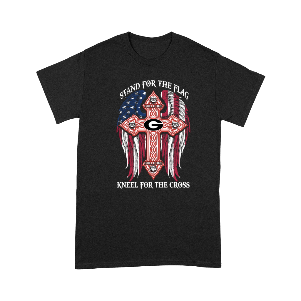 Georgia Bulldogs stand for the flag kneel for the cross Georgia Bulldogs black back shirt Premium T-shirt
