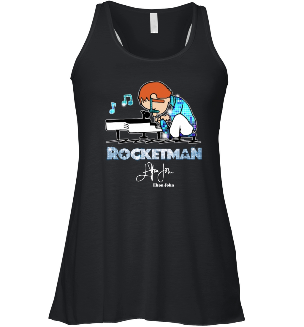 Elton John Playing Piano Rocketman Signature Women's Flowy Tank Top