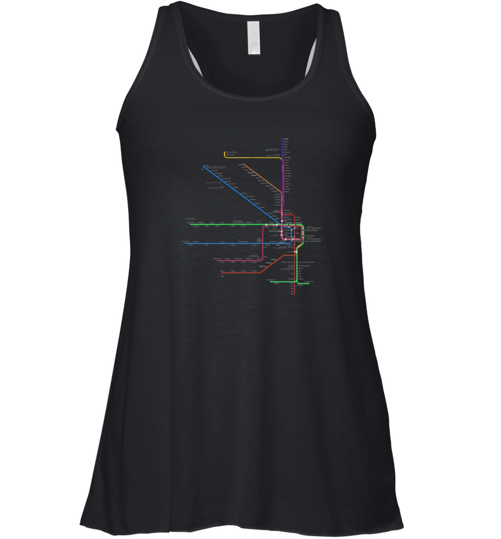 Chicago l Map CTA Elevated L Train Metro Transit Women's Flowy Tank Top