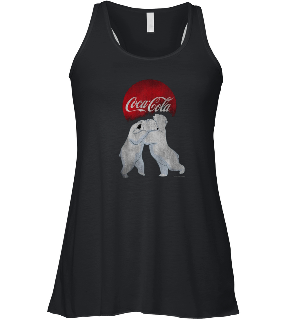 Original Coca-Cola Vintage Christmas Polar Bear Hug Graphic shirt Women's Flowy Tank Top