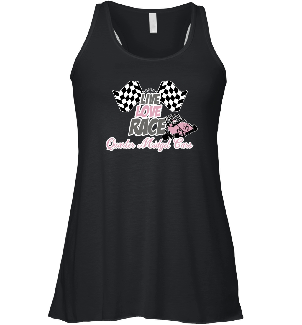 LIVE LOVE RACE Quarter Midget Cars Shirt Pink Gray Grey Women's Flowy Tank Top