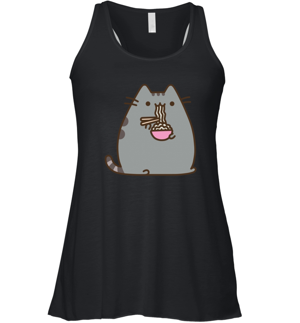 Pusheen The Cat Eating Noodles Women's Flowy Tank Top