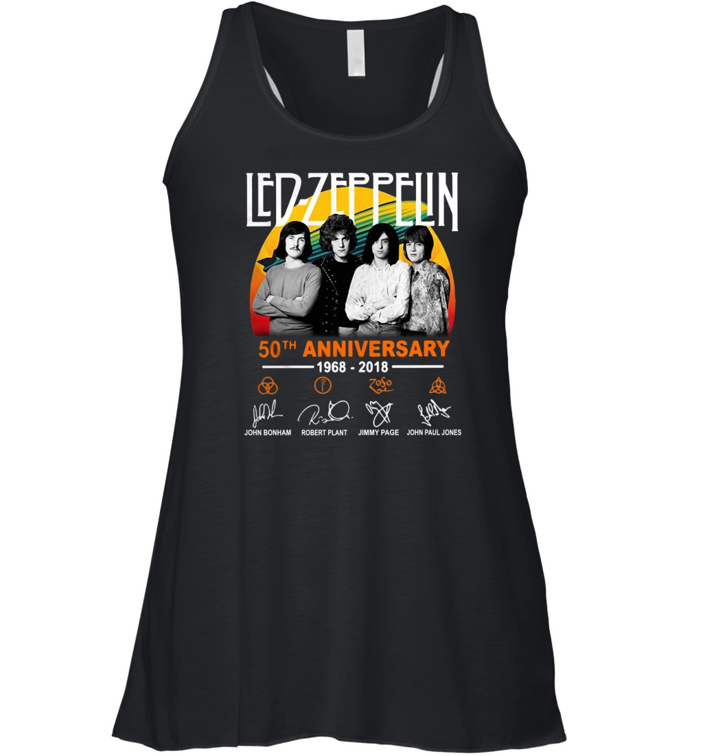 50th Anniversary Led Zeppelin 1968-2018 Signatures shirt Women's Flowy Tank Top