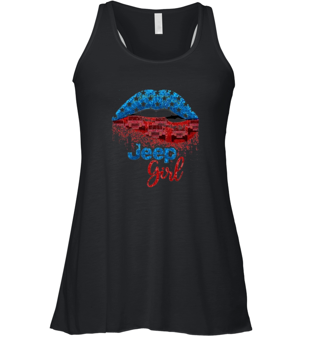 Lips Jeep Girl American Flag Women's Flowy Tank Top