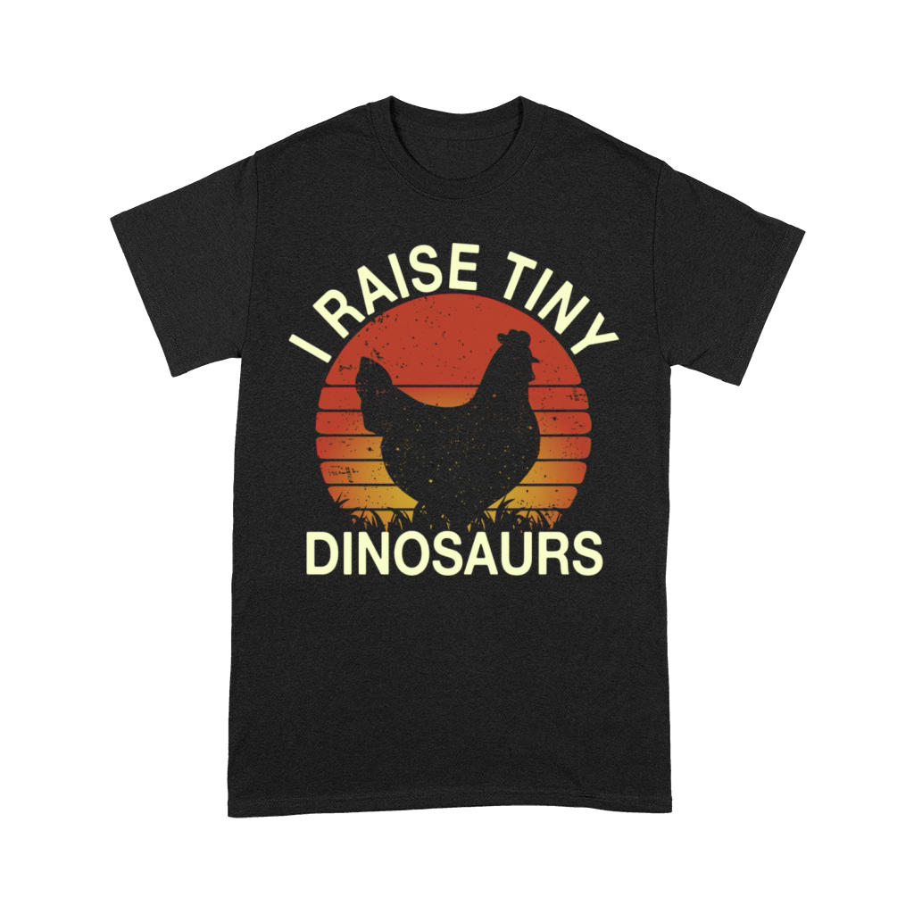 Funny Chicken I Raise Tiny Dinosaurs Vintage Retro Premium T-shirt