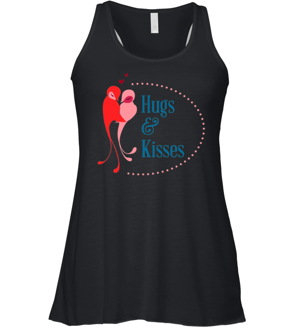 hugs and kisses love birds valentine Women's Flowy Tank Top