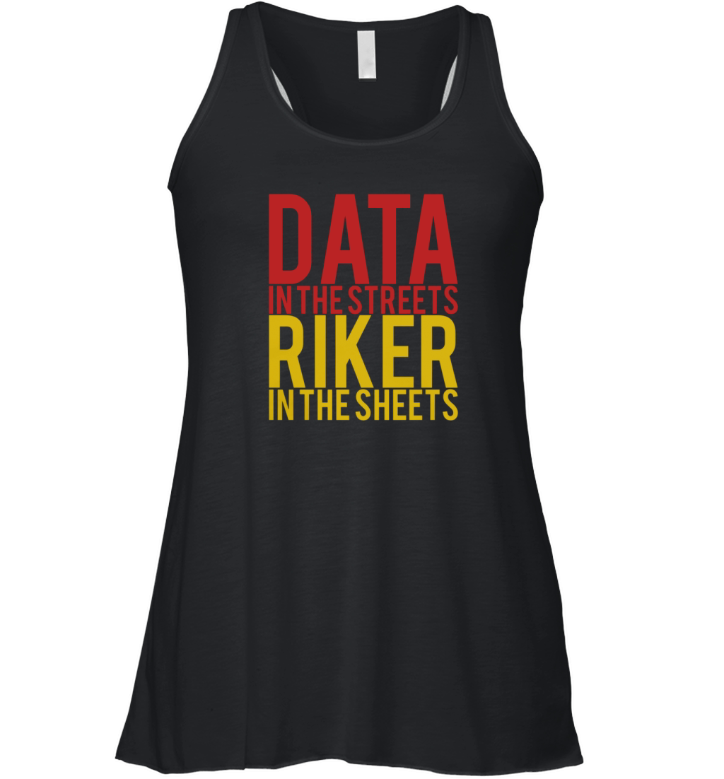 DATA IN THE STREETS RIKER IN THE SHEETS Women's Flowy Tank Top