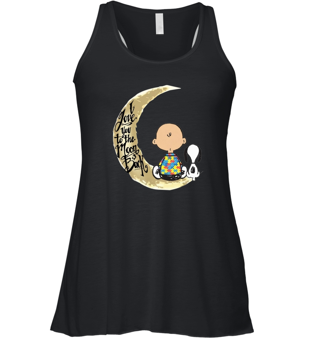 Premium Snoopy Charlie Brown Autism I Love You To The Moon Back Women's Flowy Tank Top