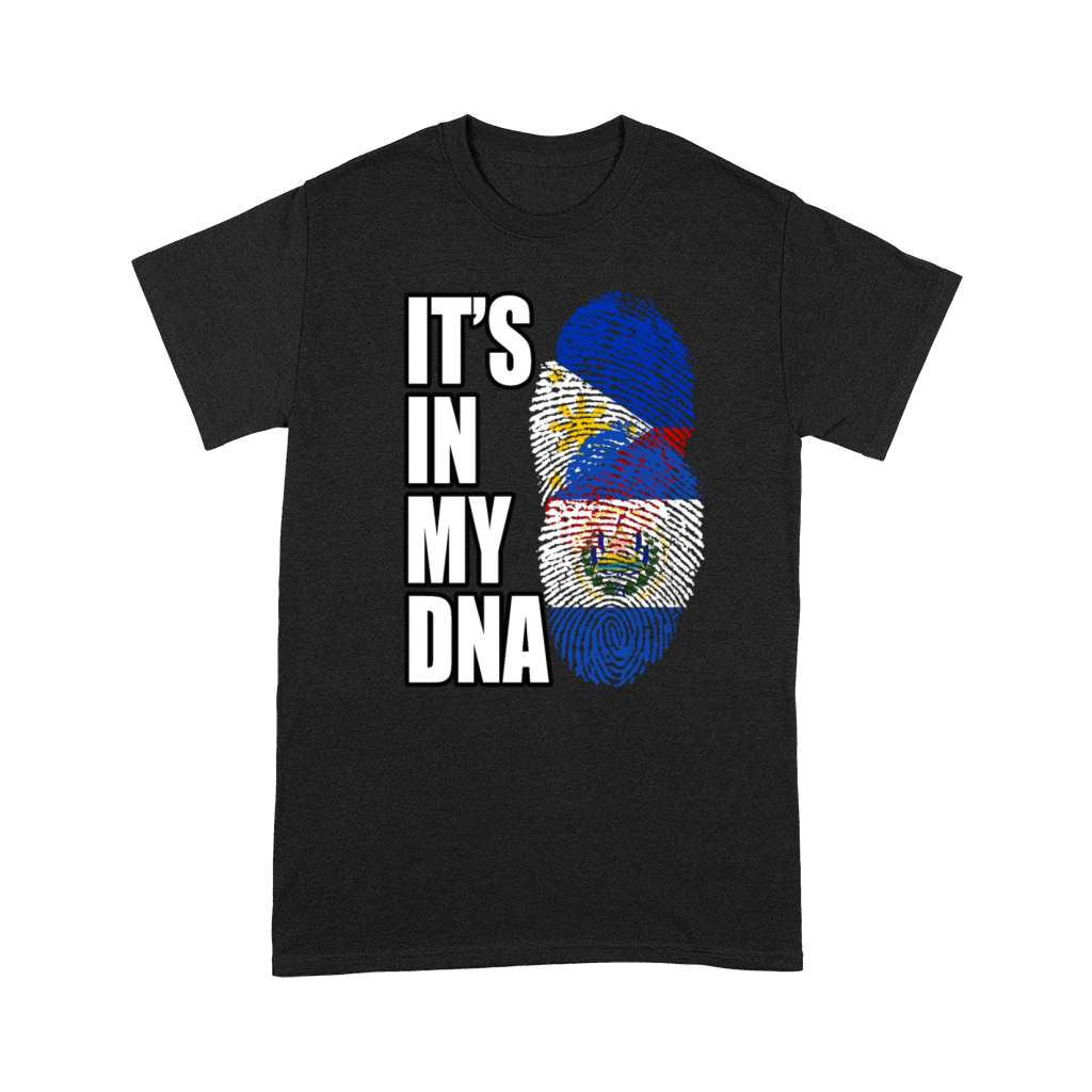 Salvadoran And Filipino Mix Heritage DNA Flag Premium T-shirt