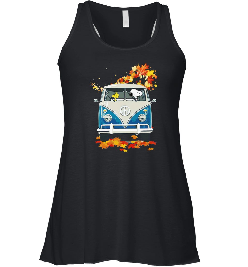 Snoopy And Woodstock VW Volkswagen Hippie Car shirt Women's Flowy Tank Top