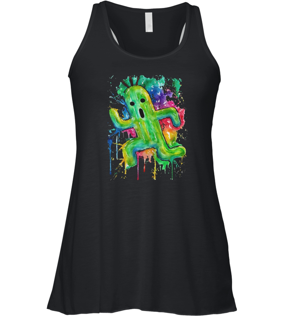 Cute Cactuar Running Watercolor Final fantasy Jonny2may Awesome Women's Flowy Tank Top