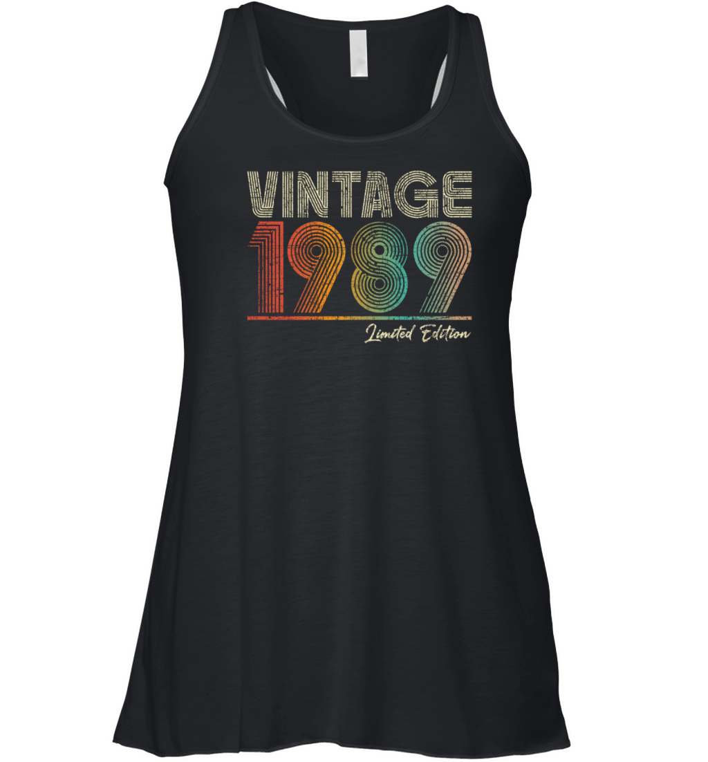 34 Years Old Vintage 1989 34th Birthday Gifts Women's Flowy Tank Top