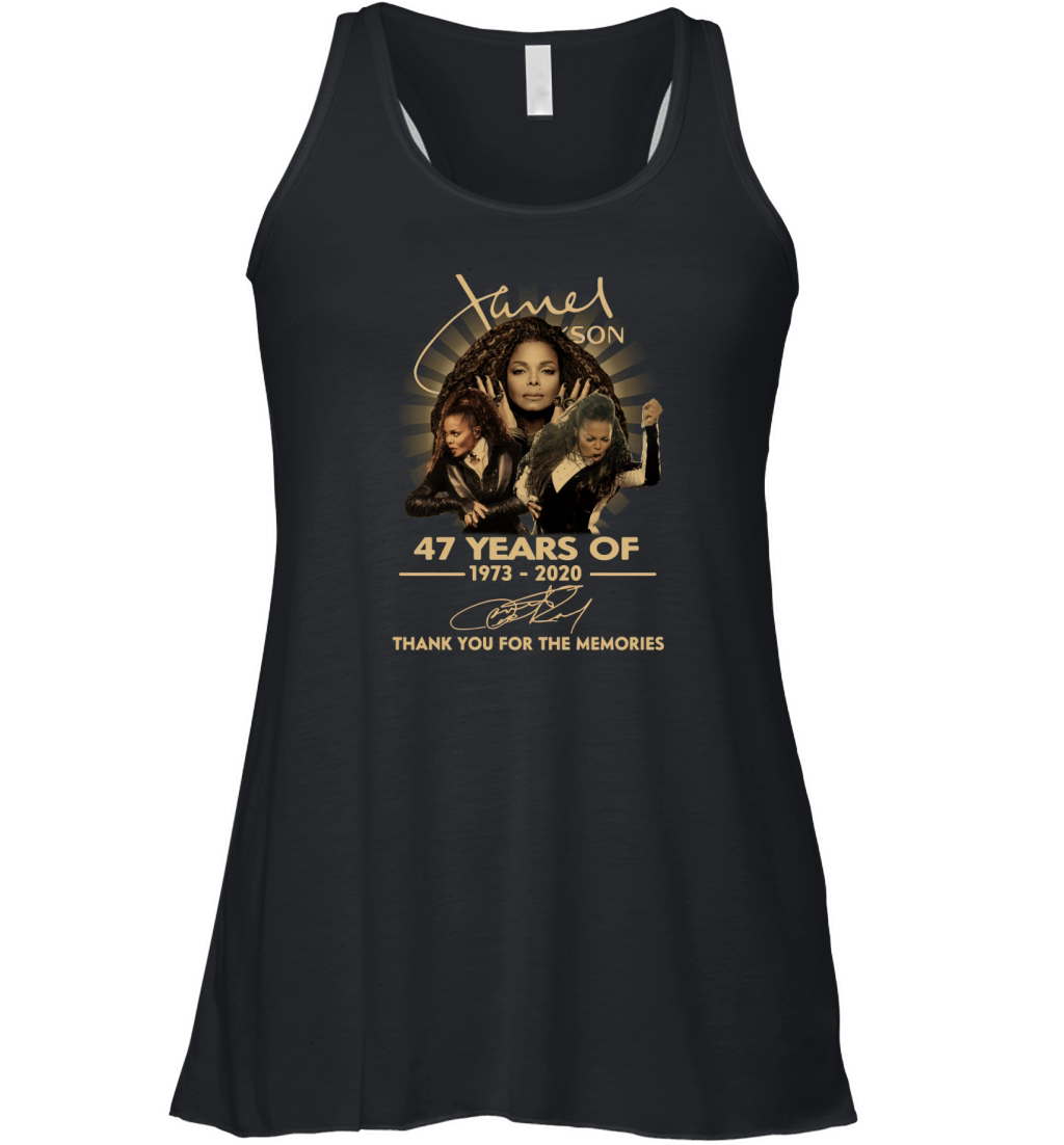 Janet Jackson 47 Years Of 1973 2020 Signature Thank You For The Memories shirt Women's Flowy Tank Top