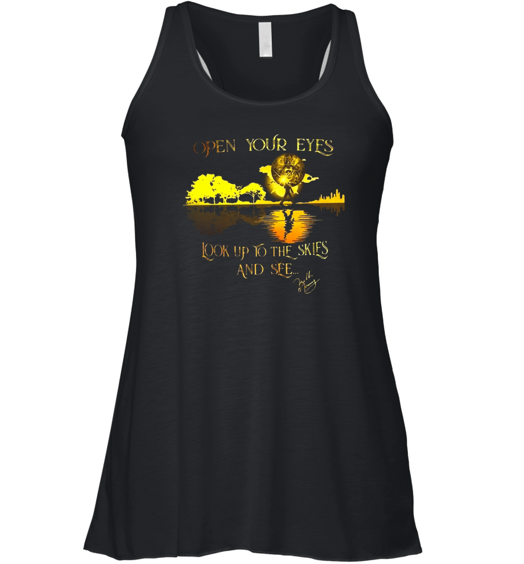 Freddie Mercury open your eyes look up to the skies and see Women's Flowy Tank Top