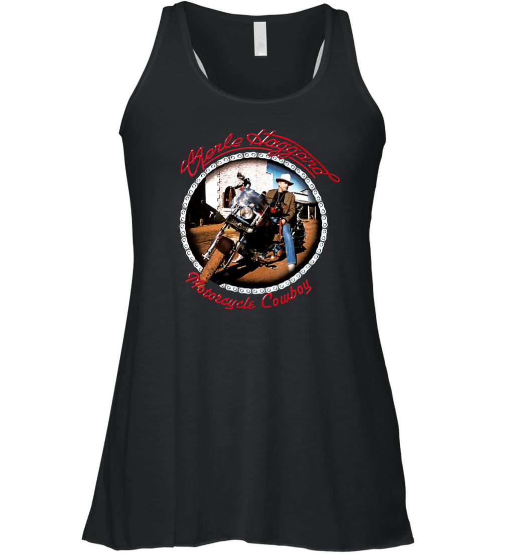 Merle Haggard - Motorcycle Cowboy Women's Flowy Tank Top