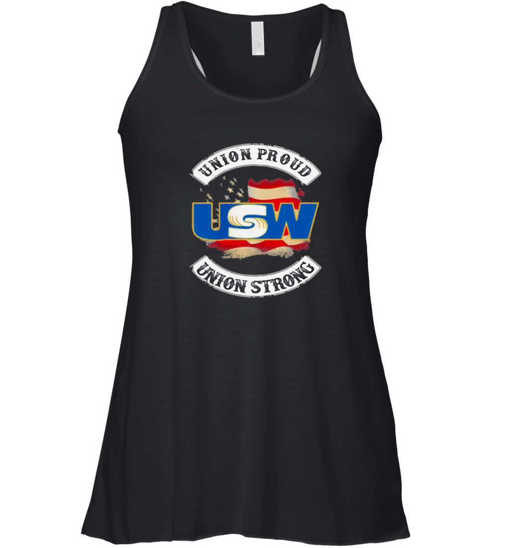 United Steelworkers Union Proud Union Strong American Flag Women's Flowy Tank Top