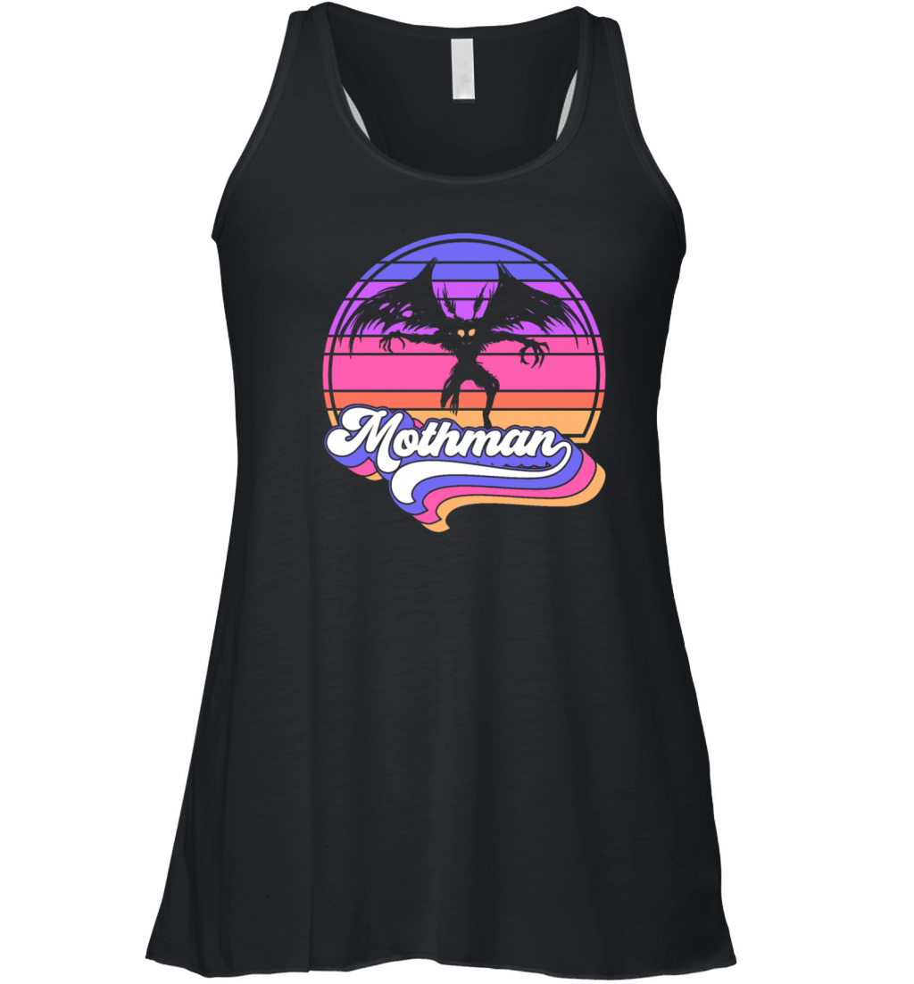 Retro Mothman 80s Cryptid Sunset Gift Women's Flowy Tank Top