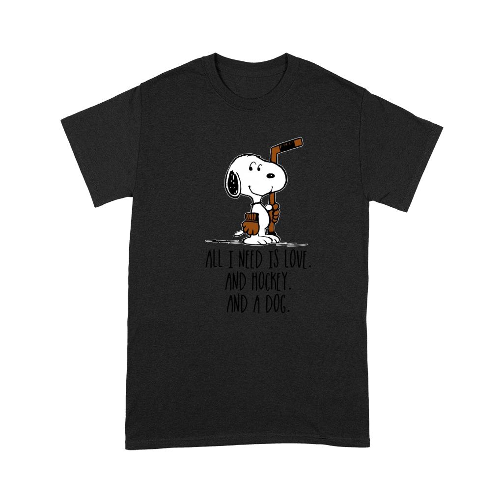 Snoopy all i need is love and hockey and a dog Premium T-shirt