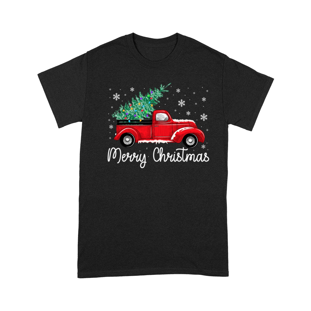 Vintage Red Truck With Merry Christmas Tree Premium T-shirt
