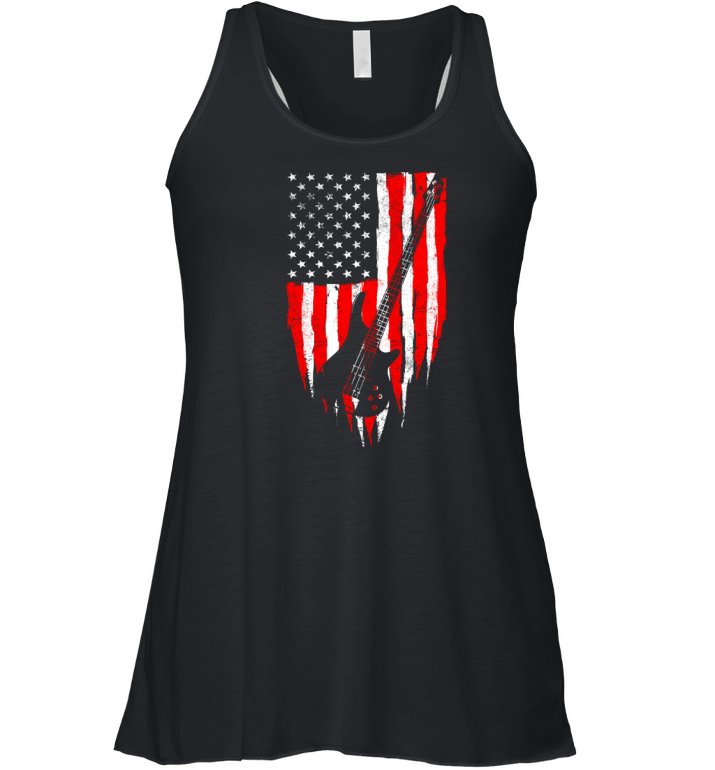 AMERICAN BASSAmerican Flag Guitar Vintage Music Women's Flowy Tank Top