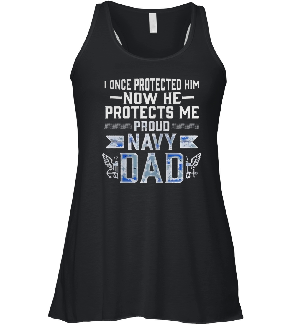 Proud Navy Dad Son Military Air Force Navy T Shirt Black Youth Women's Flowy Tank Top