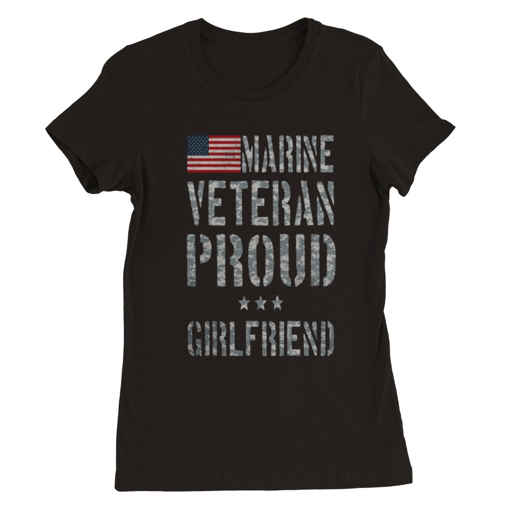 marine veteran proud girlfriend Premium Womens Crewneck T-shirt