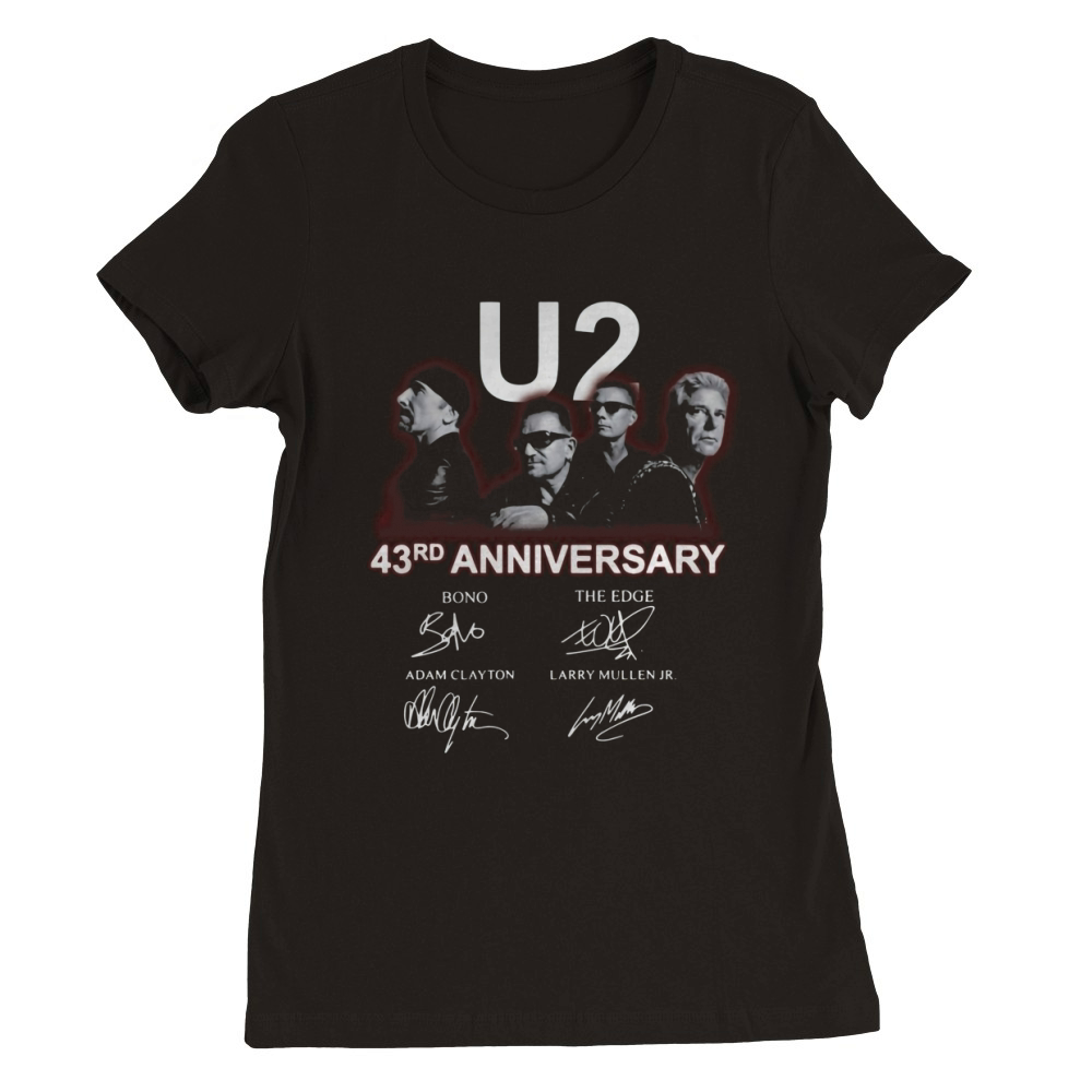 U2 43rd anniversary signatures Bono The Edge Adam Clayton shirt Premium Womens Crewneck T-shirt