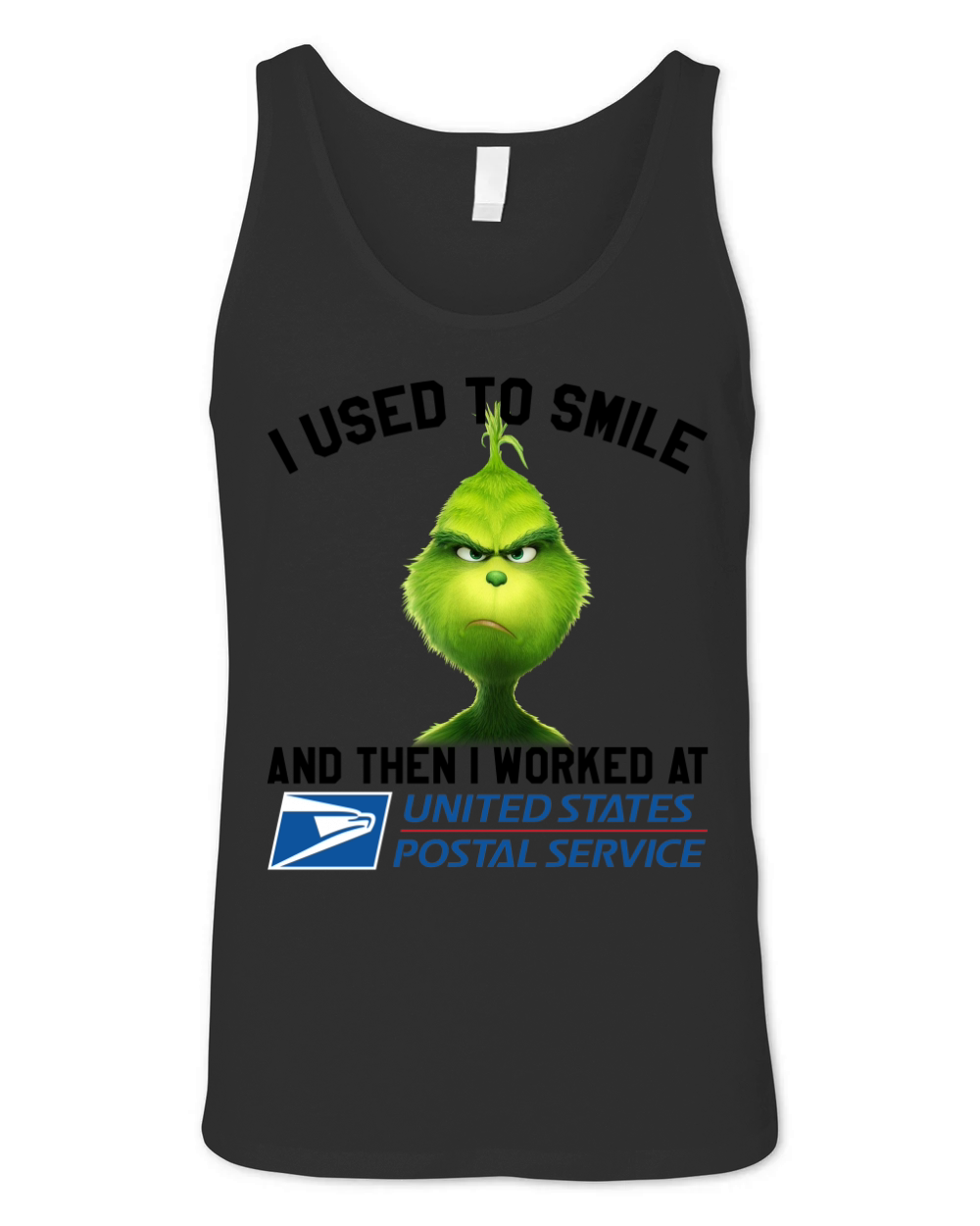 The Grinch I used to smile and then I worked at United States postal service shirt Unisex Jersey Tank
