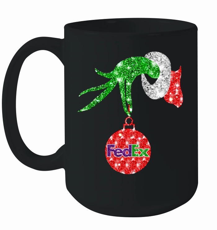 Grinch Santa holdings FedEx ornament Christmas Ceramic Mug