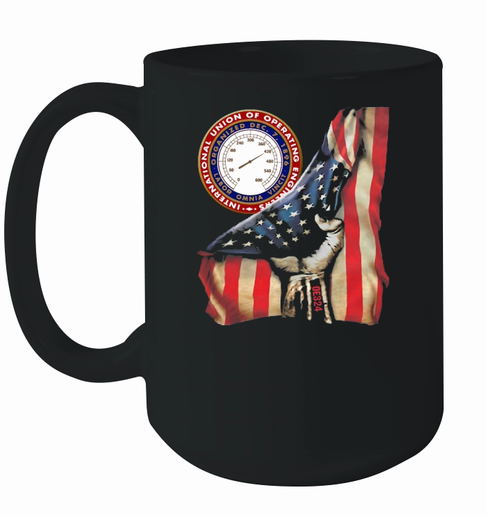 International Union of Operating Engineers American flag shirt OE324 Ceramic Mug