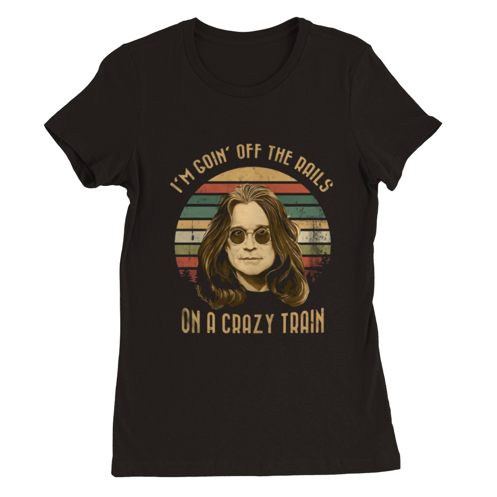 Ozzy Osbourne On A Crazy Train Vintage Premium Womens Crewneck T-shirt