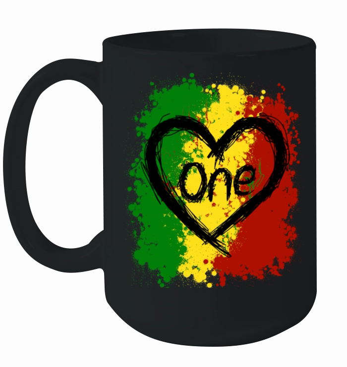 One Love Reggae Heart Rasta Colors Reggaeton Music Ceramic Mug