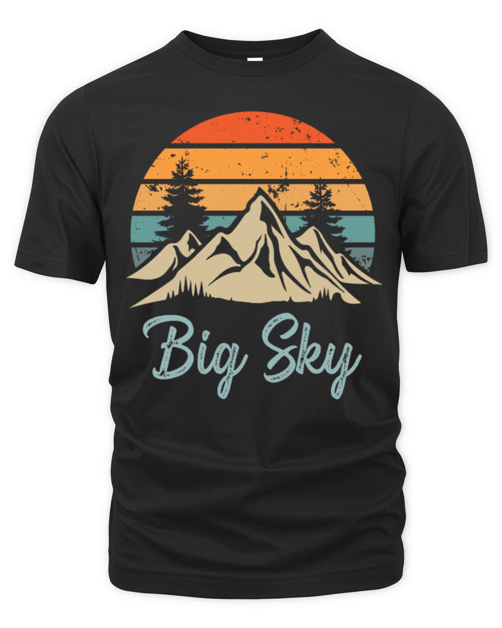 Big Sky Montana Retro Vintage Mountain Sunset Outd Organic Unisex T-shirt