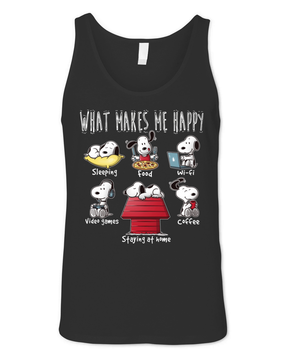 What makes Snoopy happy Unisex Jersey Tank