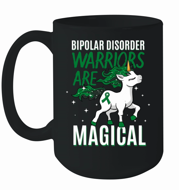 Bipolar Warrior Magical Unicorn Green Ribbon Mental Illness Ceramic Mug