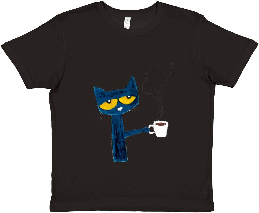 Pete the Cat with Coffee Premium Kids Crewneck T-shirt