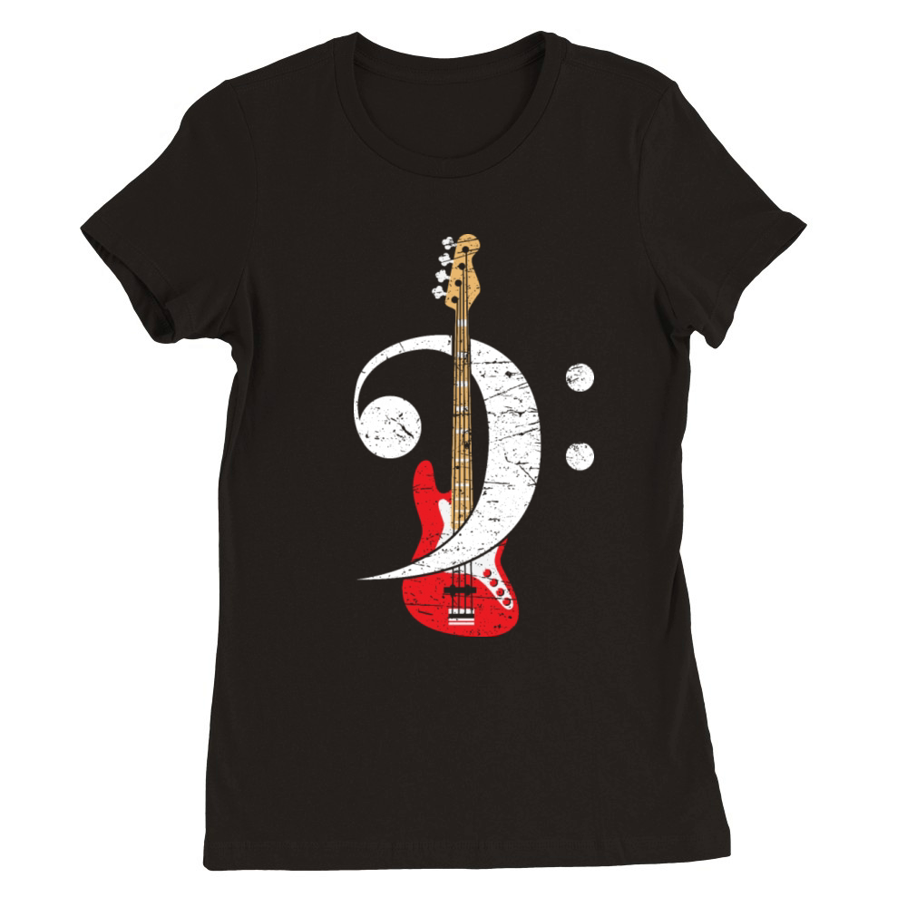 Bass Cleff Headstock - Guitar Premium Womens Crewneck T-shirt