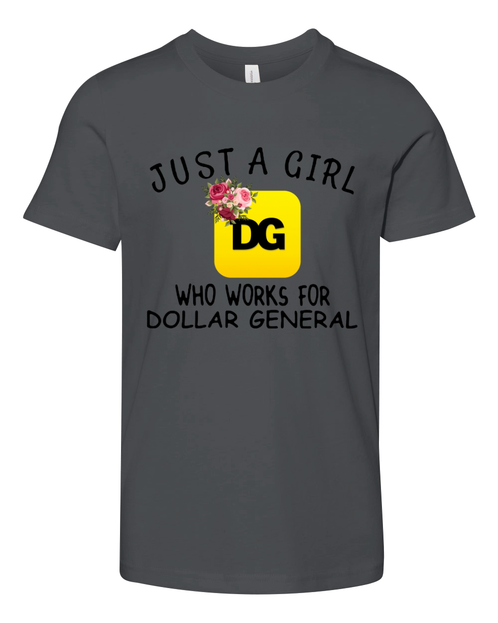 Just a girl who works for dollar general flowers Youth Unisex Jersey Tee