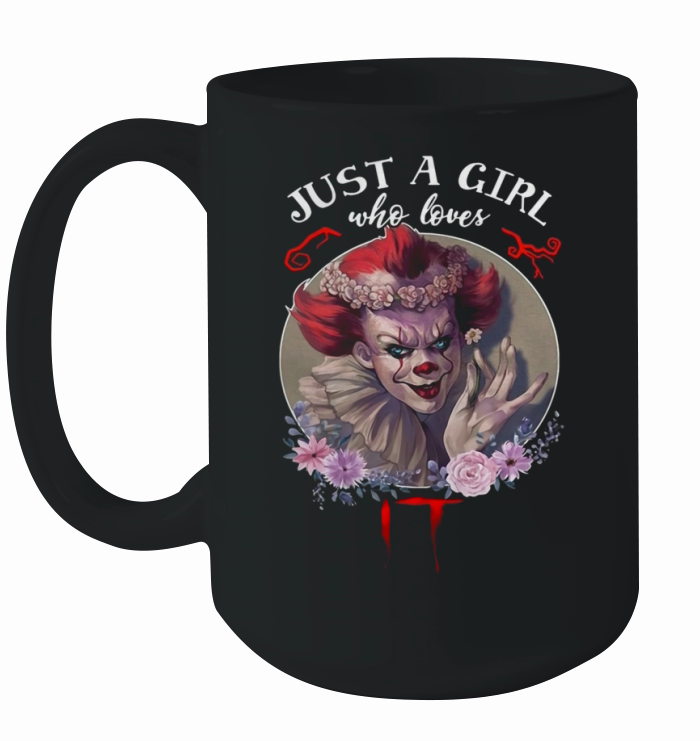 Just a girl who love IT Pennywise floral shirt Ceramic Mug