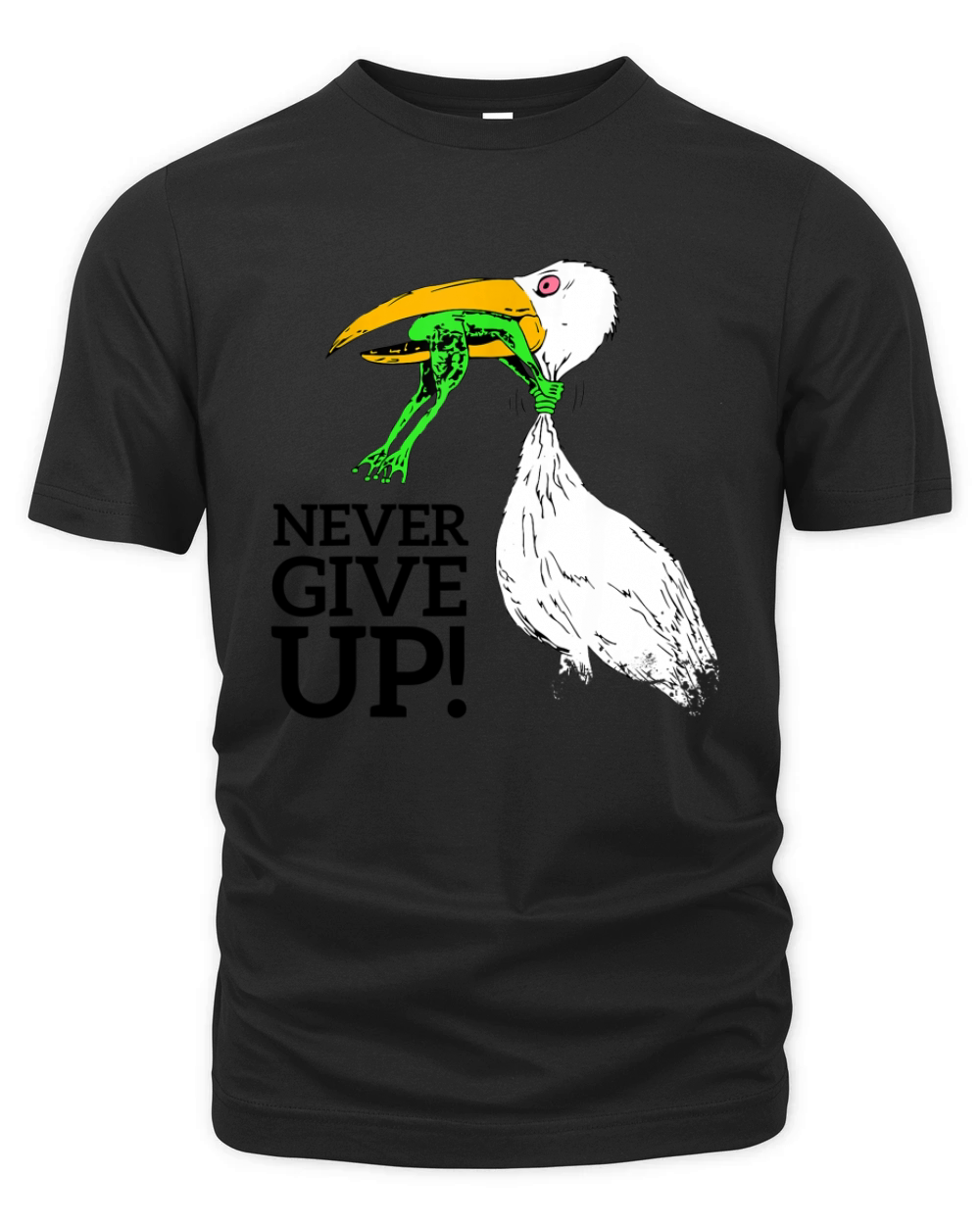 never give up stork and frog Organic Unisex T-shirt
