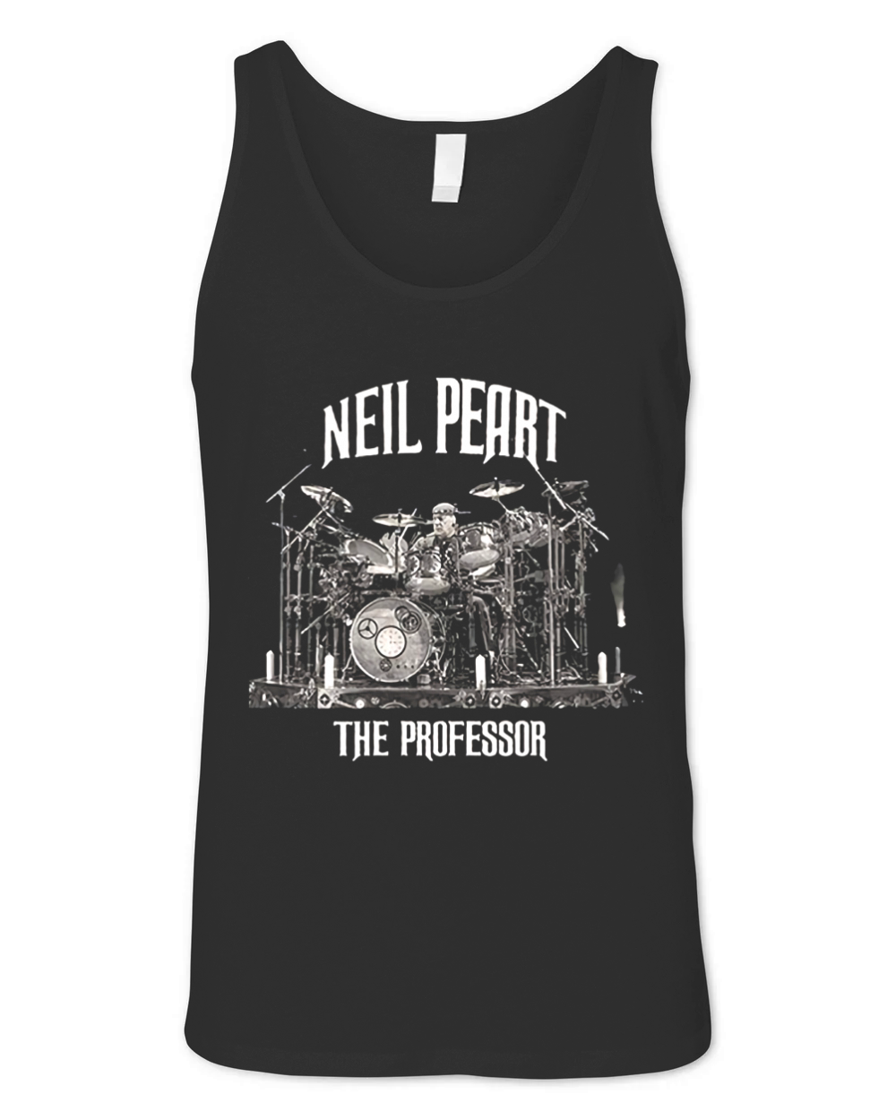 Anna Press Neil Peart The Professor  The Drummer Black Unisex Jersey Tank
