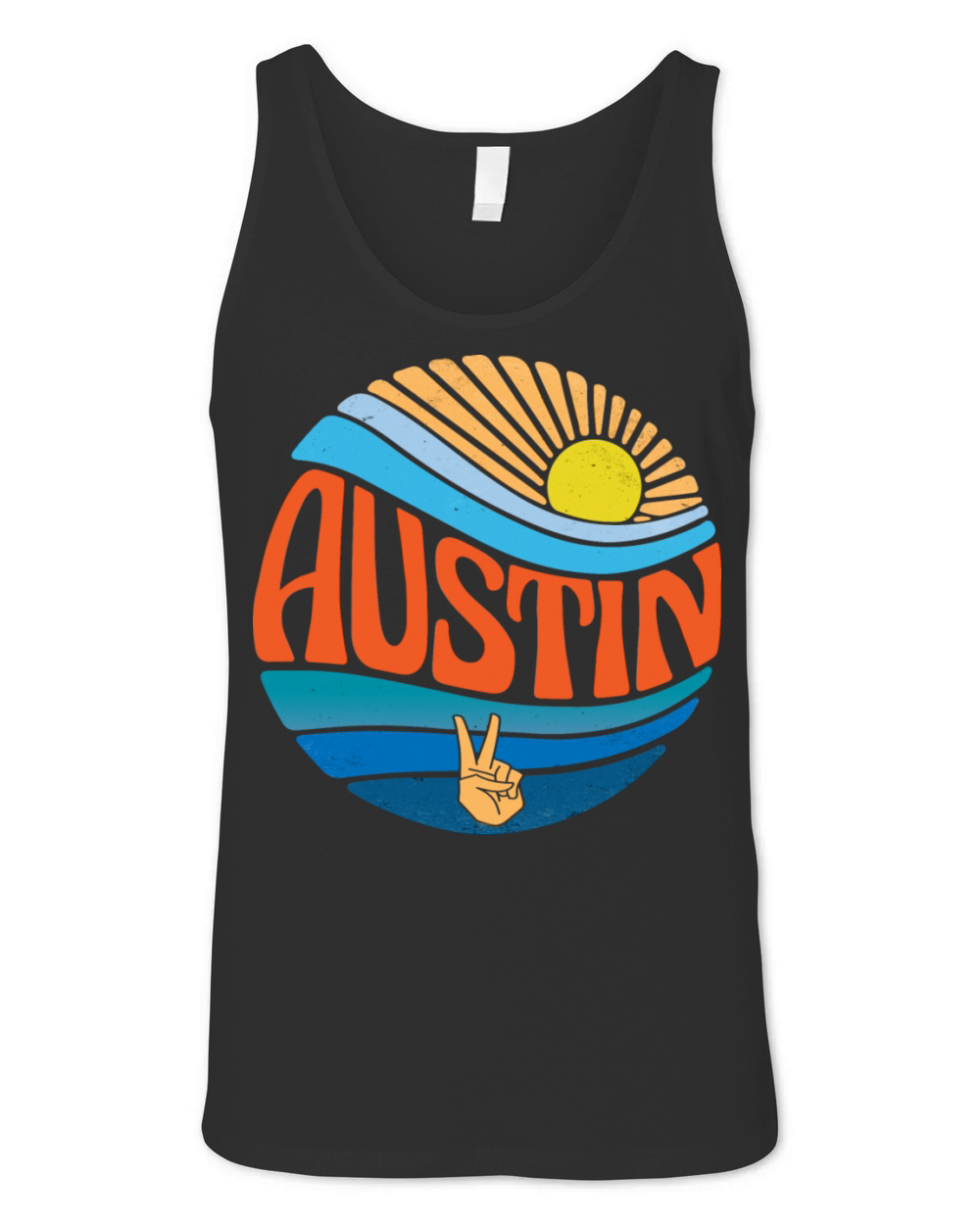 Austin Shirt Vintage Sunset Austin Groovy Tie Dye Unisex Jersey Tank
