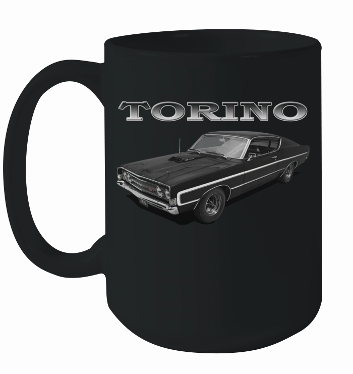 1969 Ford Torino GT Black Ceramic Mug