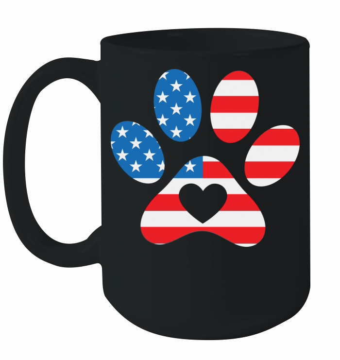 Dog Paw Print 4th of July Ceramic Mug
