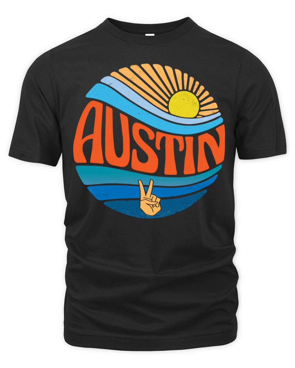 Austin Shirt Vintage Sunset Austin Groovy Tie Dye Organic Unisex T-shirt